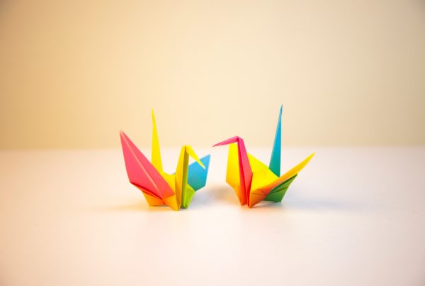 colorful Origami swans