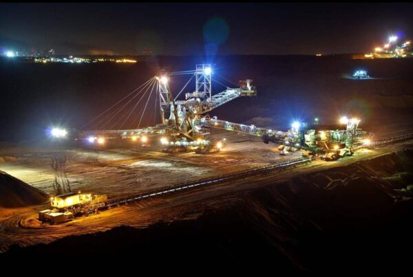 Mining scene at night